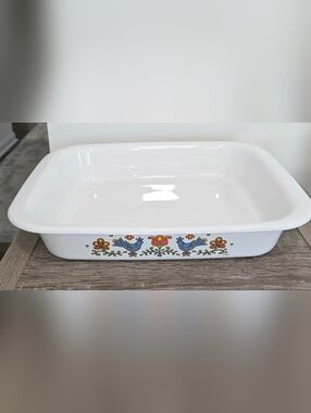 Vintage Corning Ware Country Festival Blue Bird Tulip Open Roaster Lasagna A-21.
